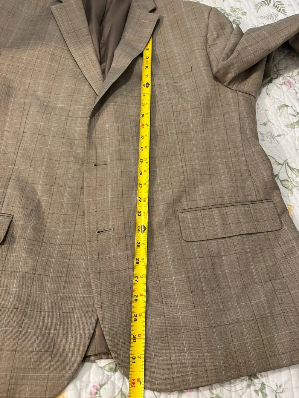 Michael Kors Beige Checkered Blazer 48R Wool Blend Jacket Sports Coat